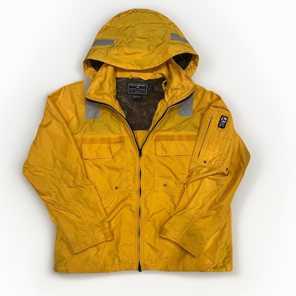 RARE 90s Ralph Lauren Polo Sport Sailor Parka Jacket‎ Yellow Reflective Men's XL